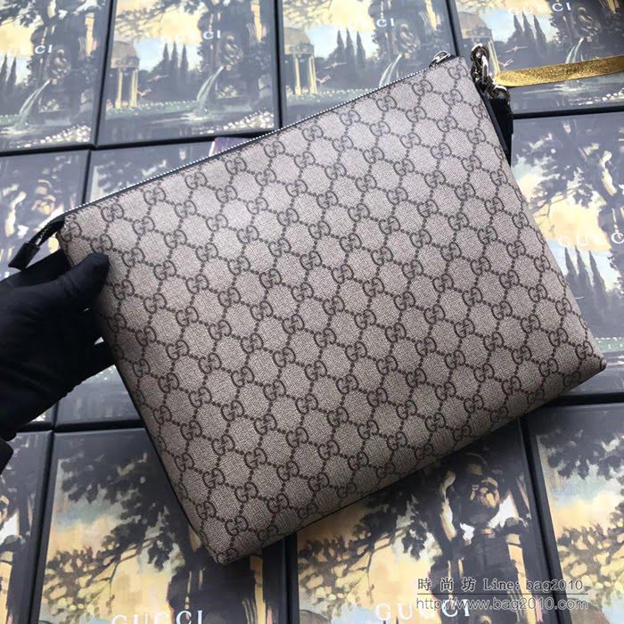 GUCCI古馳 高端品質 進口意大意牛皮 環保pvc面料 配手挽帶 原版皮質 手拿包 523293啡pvc   ydgq3269